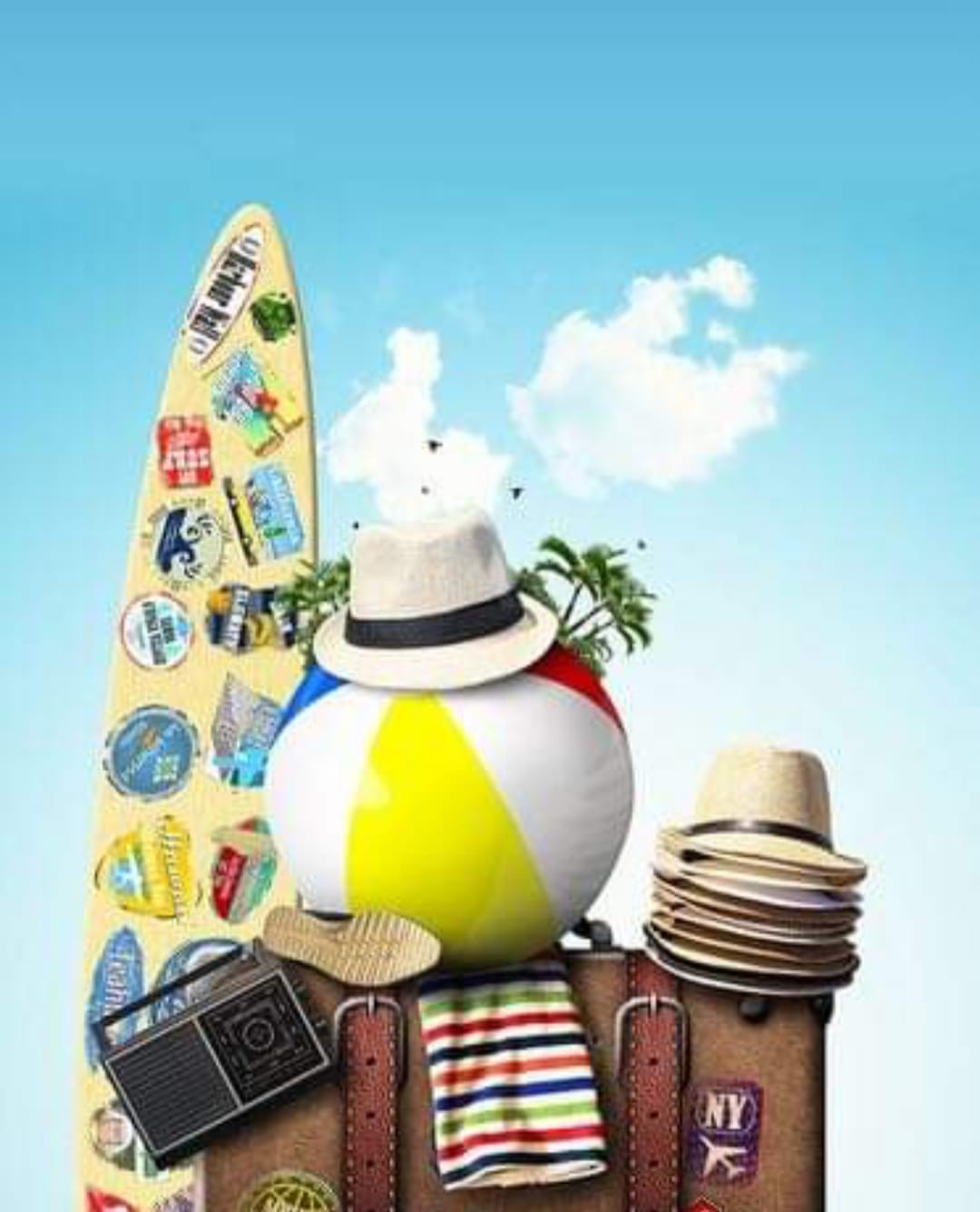 The necessary objects for relaxation in the trial suitcase.